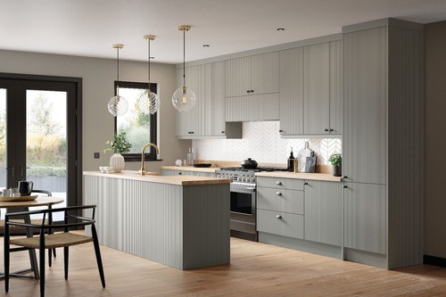 Pebble grey grooved handleless - grooved,