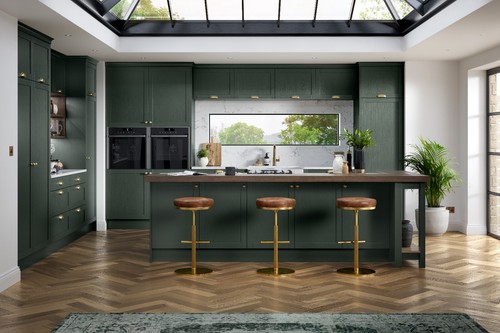 Green shaker kitchen units - shaker,